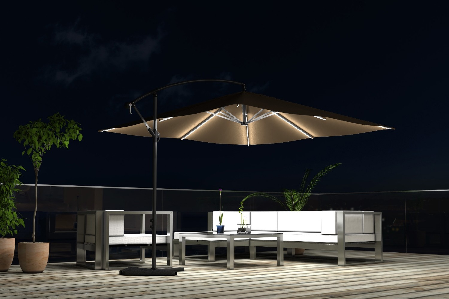 Parasol LED un choix audacieux pour votre espace extérieur.
