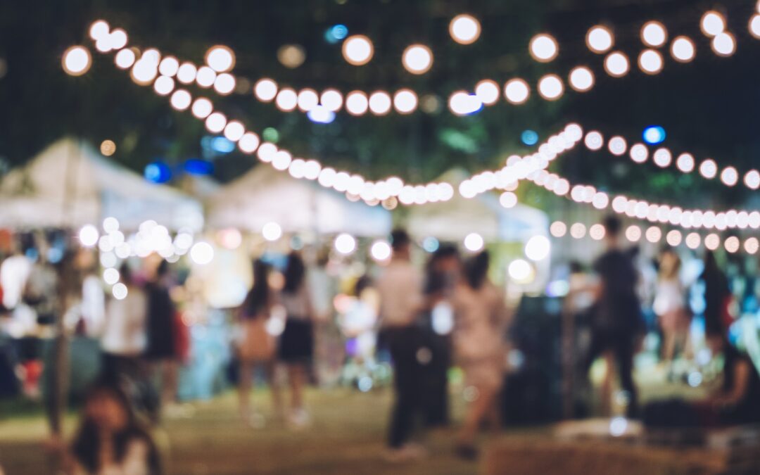 fete avec parasol et led